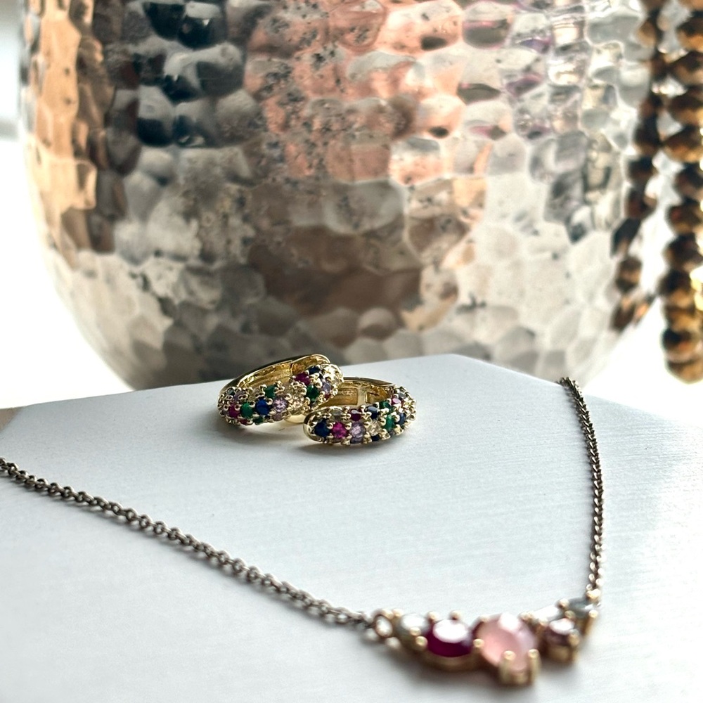 🌟BUY 1 GET 1 FREE🌟 BRAND NEW Colorful Cubic Zirconia Huggie Hoops